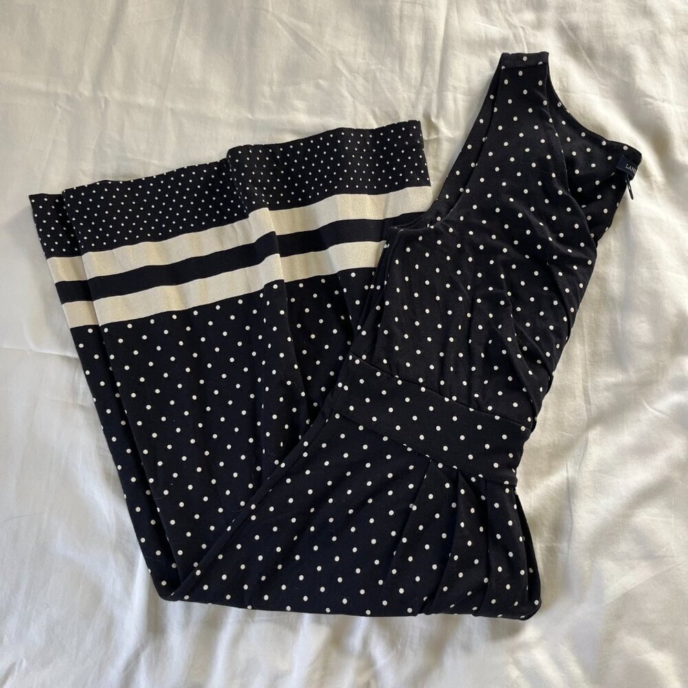 Lands' End Navy Blue White Polka Dot Sleeveless Summer Dress | Size S (6-8) - Picture 6 of 6